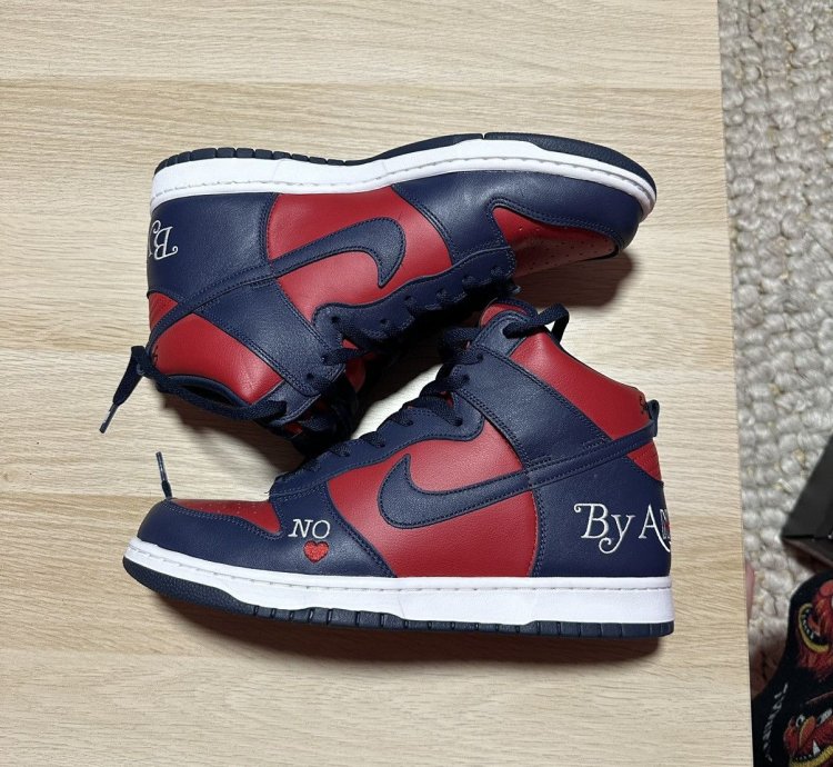 Supreme Dunk High Sb By Any Means - Red Navy
