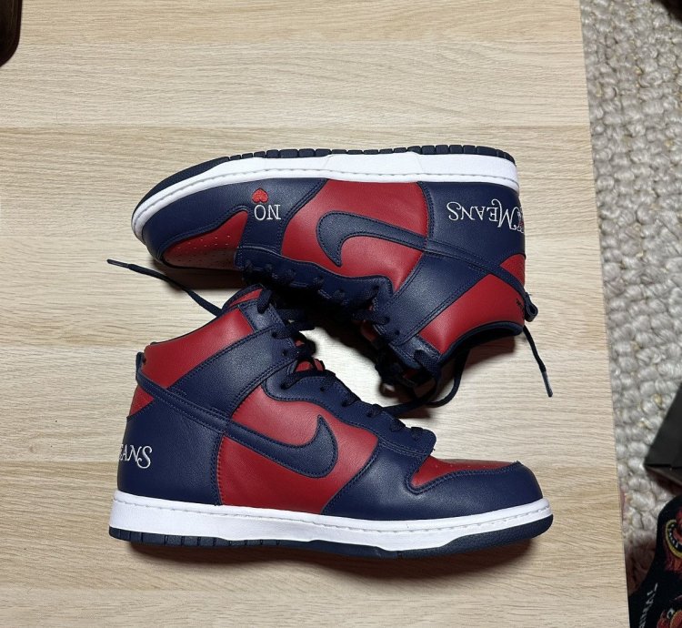Supreme Dunk High Sb By Any Means - Red Navy