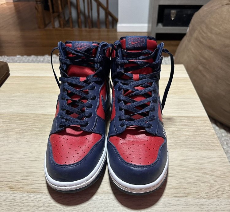 Supreme Dunk High Sb By Any Means - Red Navy