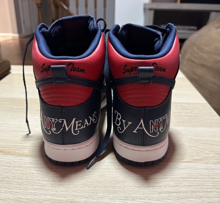 Supreme Dunk High Sb By Any Means - Red Navy