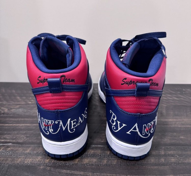 Supreme Dunk High Sb By Any Means Red Navy