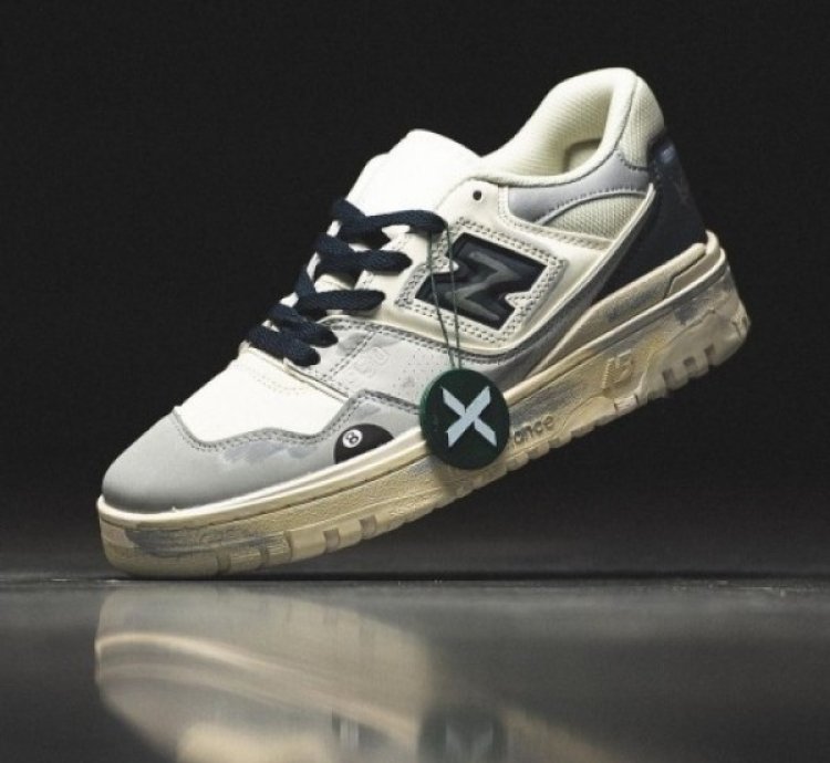 Newbalance 550 White Grey Painted Sneakers