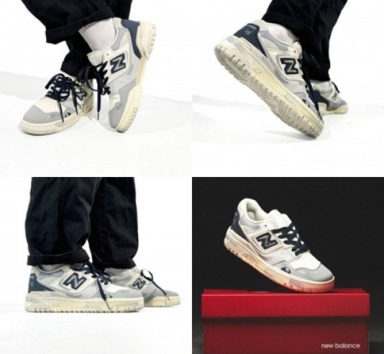 Newbalance 550 White Grey Painted Sneakers