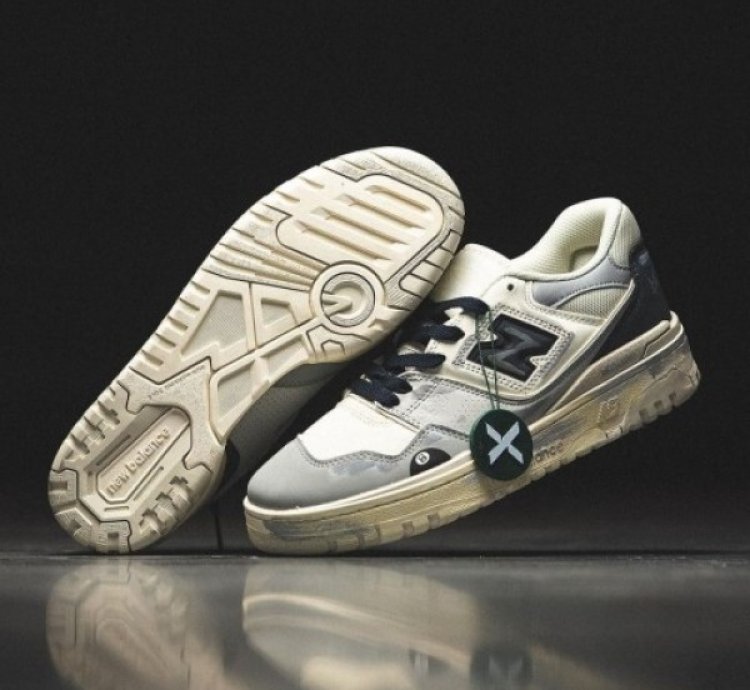 Newbalance 550 White Grey Painted Sneakers