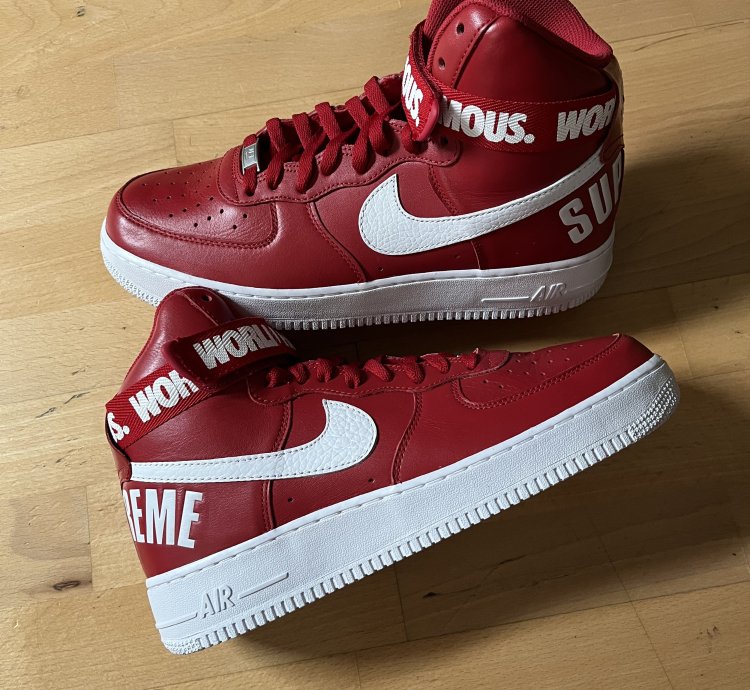 Supreme Nike Air Force 1 High World Famous Red 2014