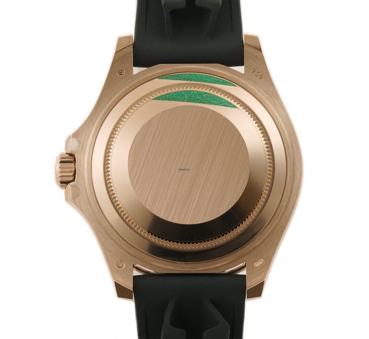 Rolex Yacht-master 37 18k Eversose Gold Ceramic Bezel Black Dial Oysterflex