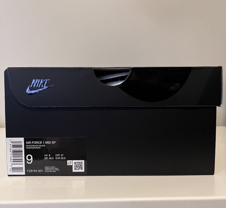 Supreme Nike Air Force 1 Mid Box Logo - Triple Black