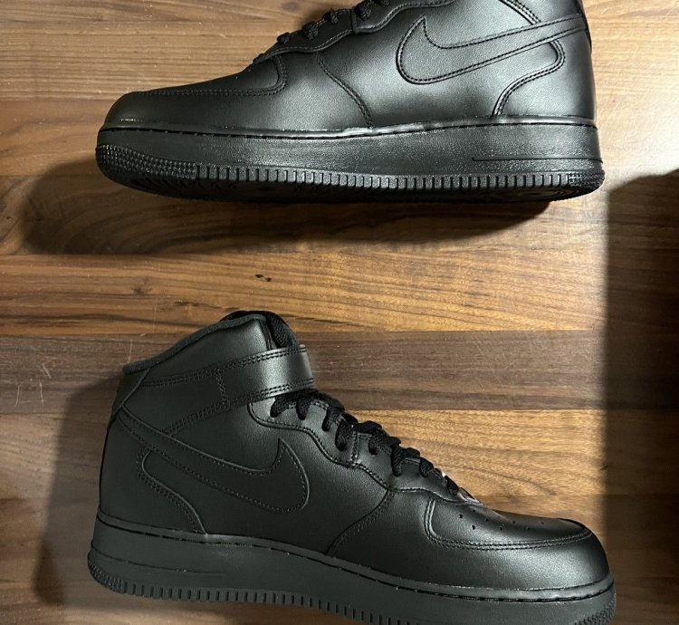Supreme Nike Air Force 1 Mid Box Logo Triple Black 11