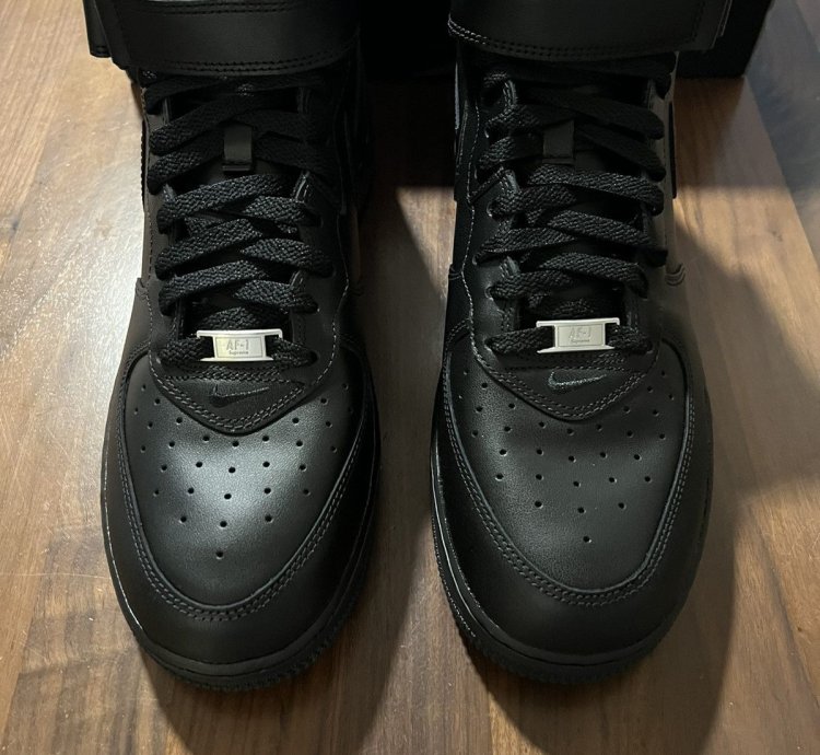 Supreme Nike Air Force 1 Mid Box Logo Triple Black 11