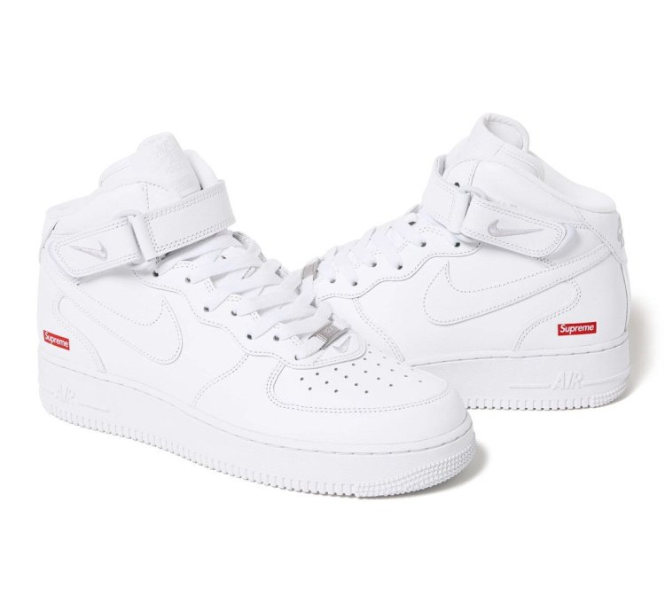 Supreme Nike Air Force 1 Mid Box Logo Triple White 11