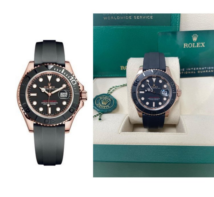 Rolex Yacht-master 37 37mm Rose Gold - Black Dial - Oysterflex Strap 268655