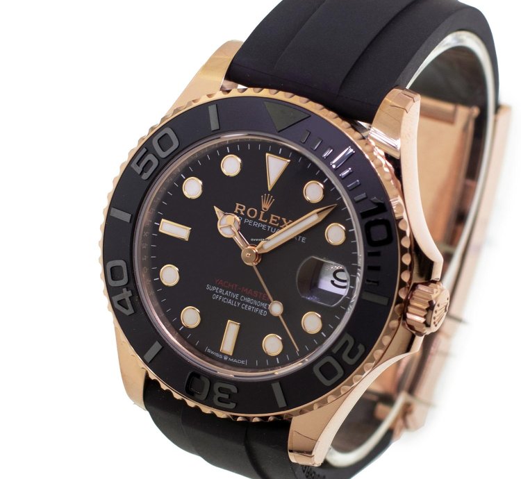 Rolex Yacht-master 37 37mm Rose Gold Black Dial Black Bezel 268655