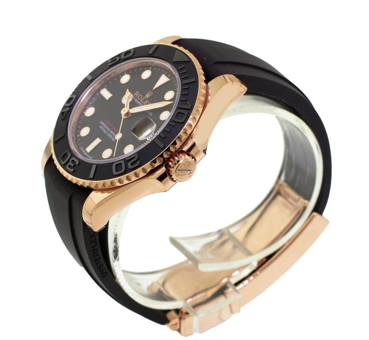 Rolex Yacht-master 37 37mm Rose Gold Black Dial Black Bezel 268655