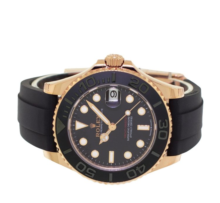Rolex Yacht-master 37 37mm Rose Gold Black Dial Black Bezel 268655
