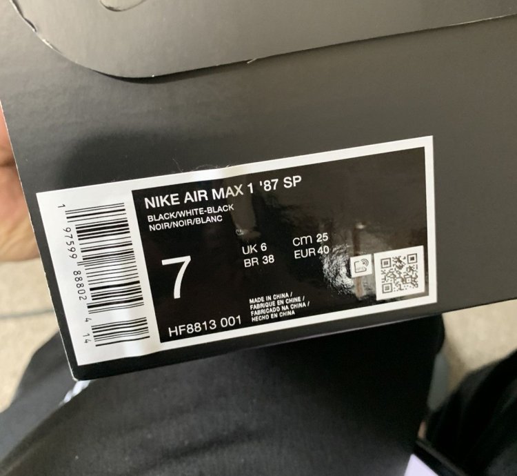 Supreme Nike Air Max 1 87 Sp Black White - Size 7