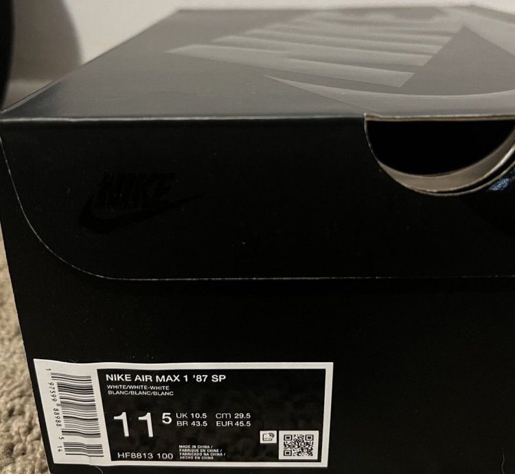 Supreme Nike Air Max 1 87 Sp White Size 11 5 Ss 25