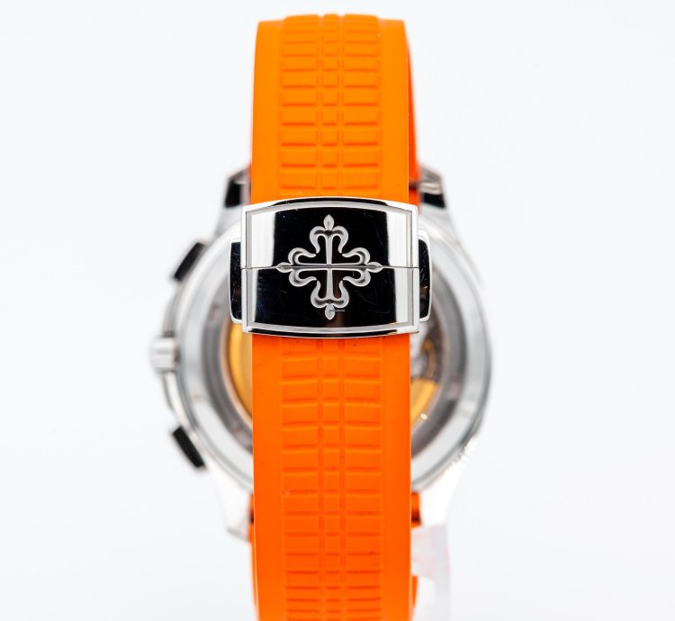 Patek Philippe Aquanaut 5968a Steel Black Dial - Full Set Orange Black Uncut Strap
