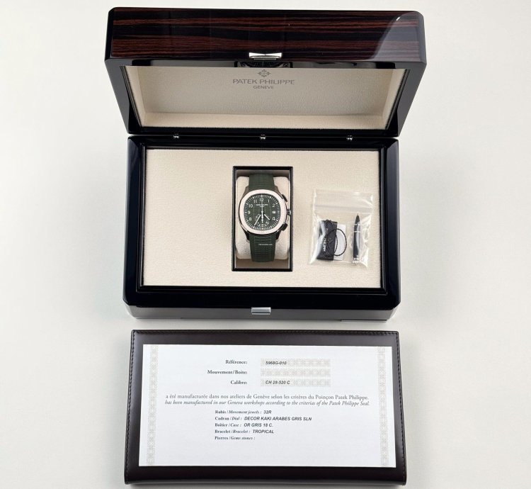 Patek Philippe Aquanaut 5968g-010 Chronograph White Gold Khaki Green Dial 2024
