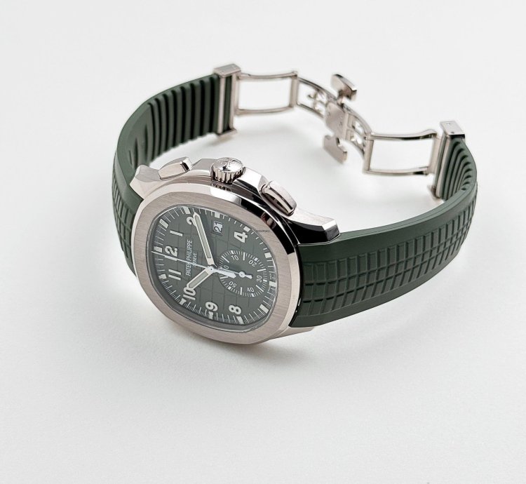 Patek Philippe Aquanaut 5968g-010 Chronograph White Gold Khaki Green Dial 2024