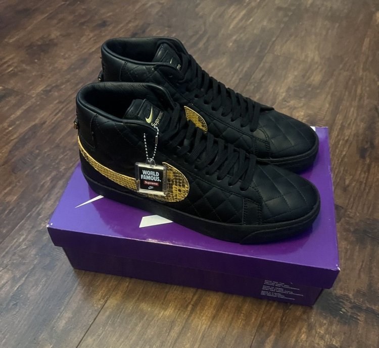 Supreme Nike Sb Blazer Mid Qs Black Size 10