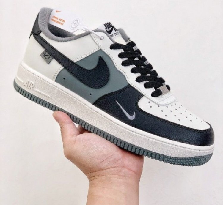 Nik E Air Force 1 Black Grey Sneakers