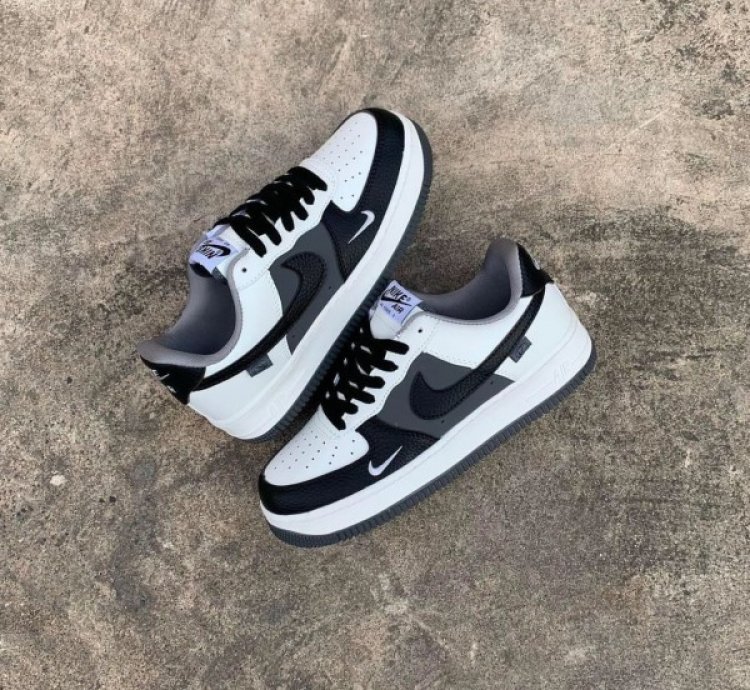 Nik E Air Force 1 Black Grey Sneakers