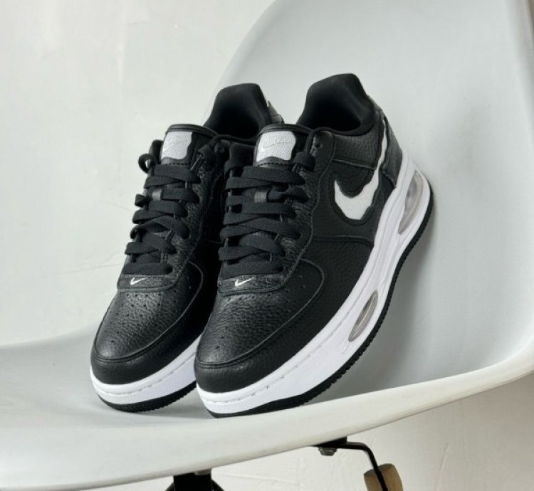 Nik E Air Force 1 Low Evo Black White Sneakers