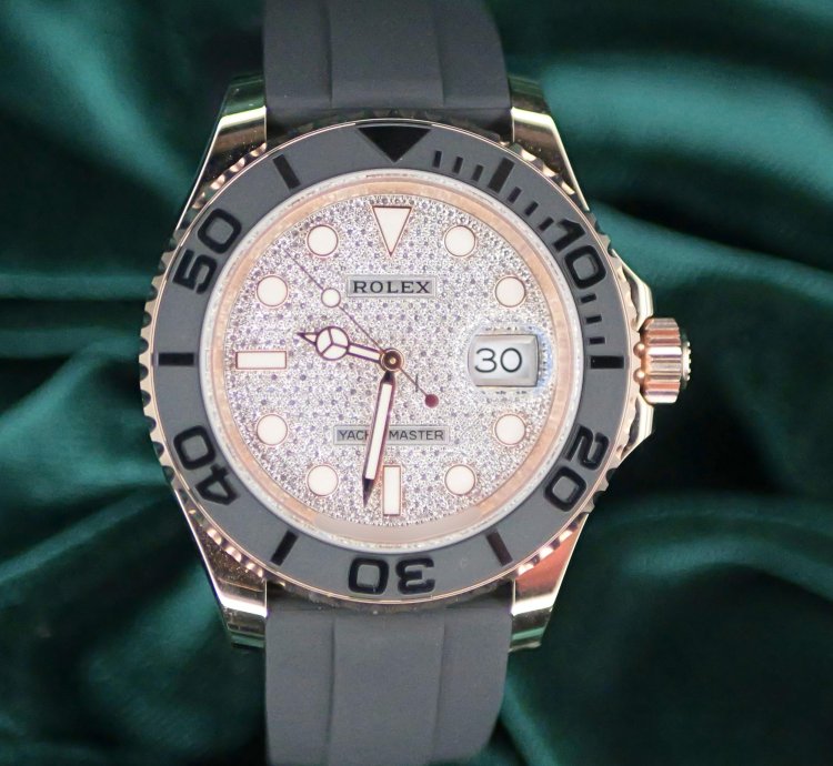 Rolex Yacht-master 40 2025 New Unworn Yacht Master Diamond Pave Dial Rose Gold Ceramic 126655-0005