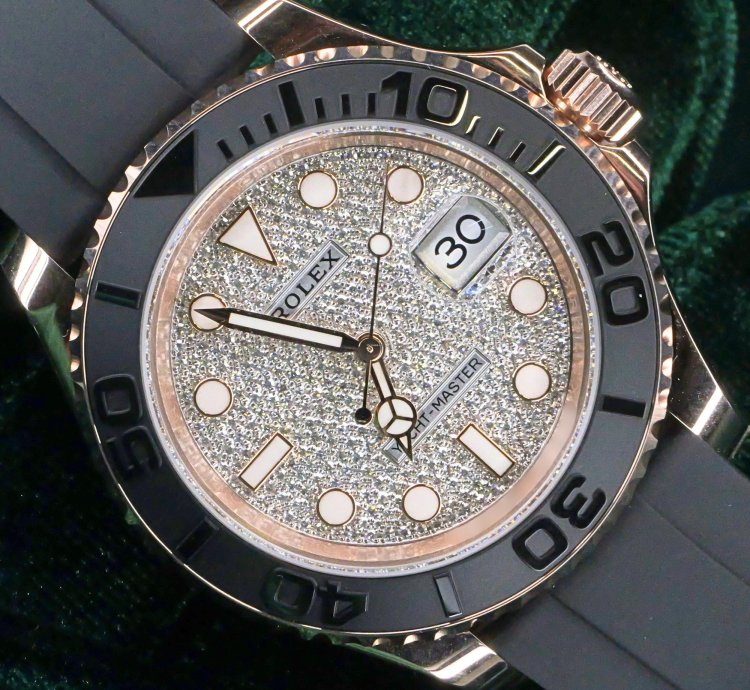 Rolex Yacht-master 40 2025 New Unworn Yacht Master Diamond Pave Dial Rose Gold Ceramic 126655-0005