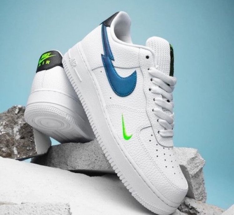 Nik E Air Force 1 Low White Aquamarine Sneakers