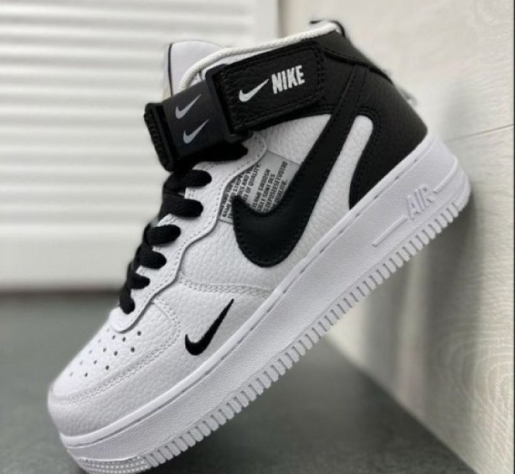 Nik E Air Force 1 Mid Utility White Basketball Sneakers