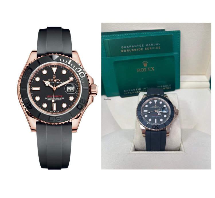 Rolex Yacht-master 40 40mm Rose Gold Black Dial Oysterflex Bracelet 126655