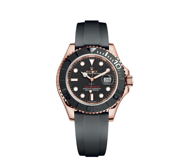 Rolex Yacht-master 40 40mm Rose Gold Black Dial Oysterflex Bracelet 126655