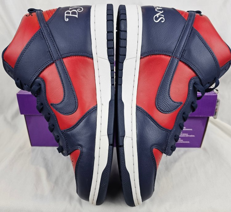 Supreme Nike Sb Dunk High By Any Means Navy Red Men