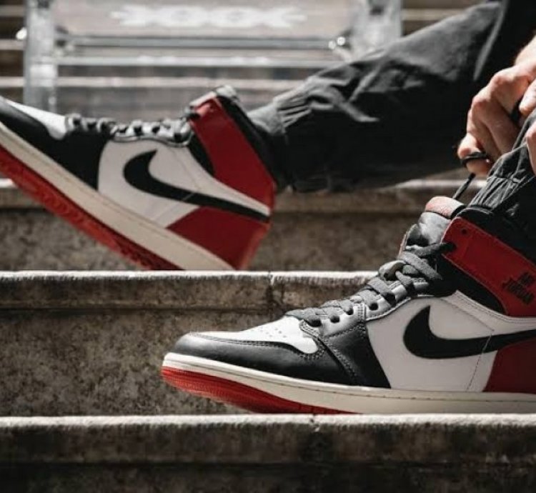 Nik E Air Jordan 1 High Black Toe Reimagined Basketball Sneakers