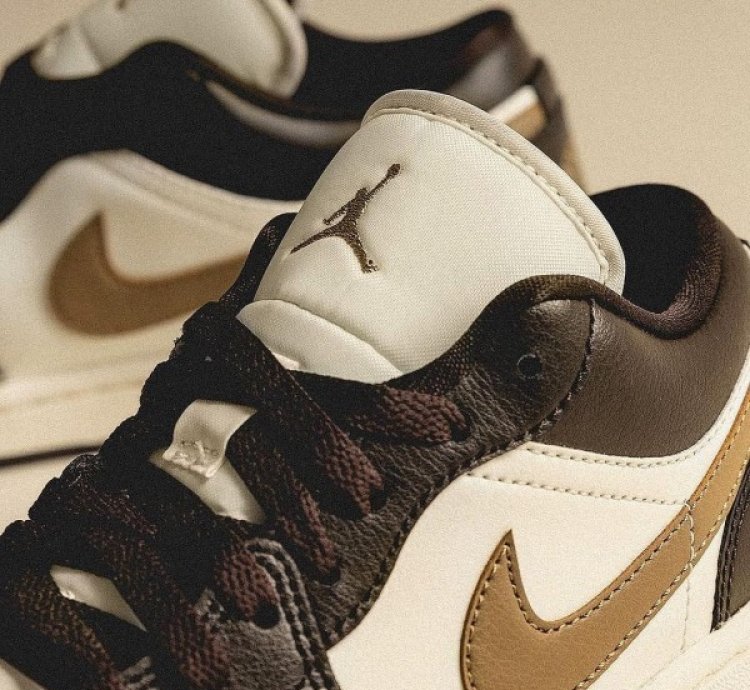 Nik E Air Jordan 1 Low Shadow Brown Basketball Sneakers