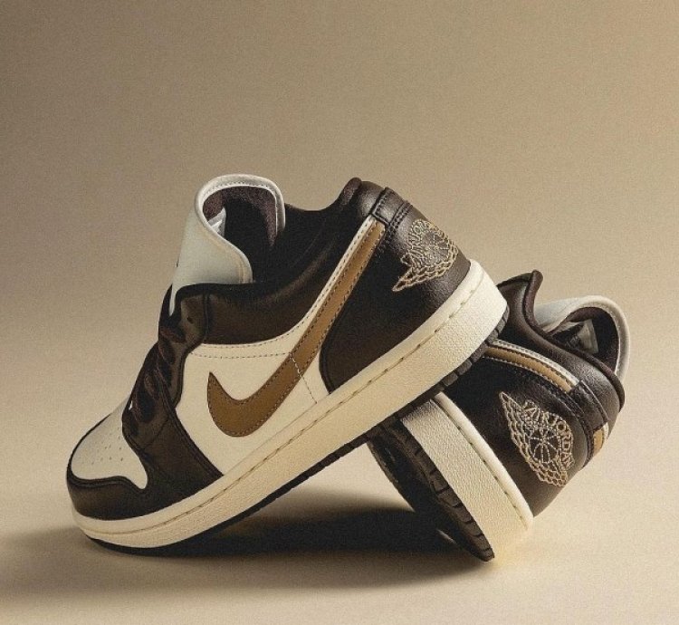Nik E Air Jordan 1 Low Shadow Brown Basketball Sneakers