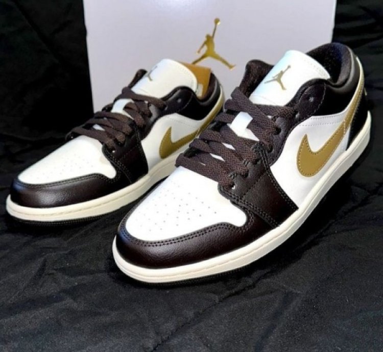 Nik E Air Jordan 1 Low Shadow Brown Basketball Sneakers