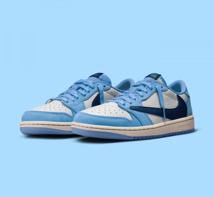 Nik E Air Jordan 1 Low X Travis Scott Unc Blue Basketball Sneeakers Semi Ua