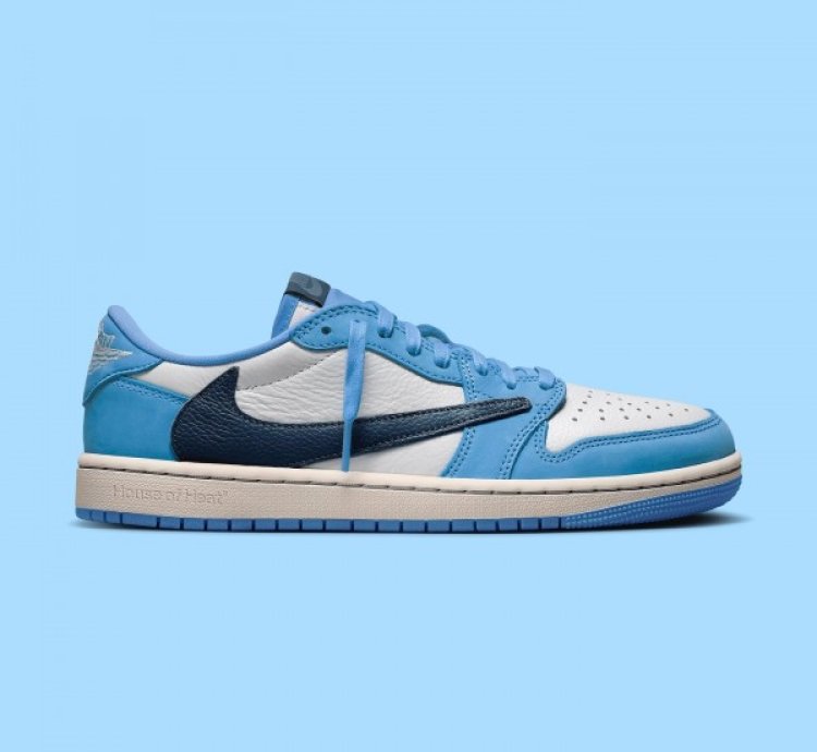 Nik E Air Jordan 1 Low X Travis Scott Unc Blue Basketball Sneeakers Semi Ua