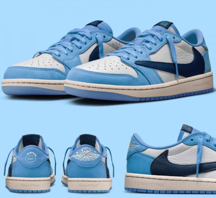 Nik E Air Jordan 1 Low X Travis Scott Unc Blue Basketball Sneeakers Semi Ua