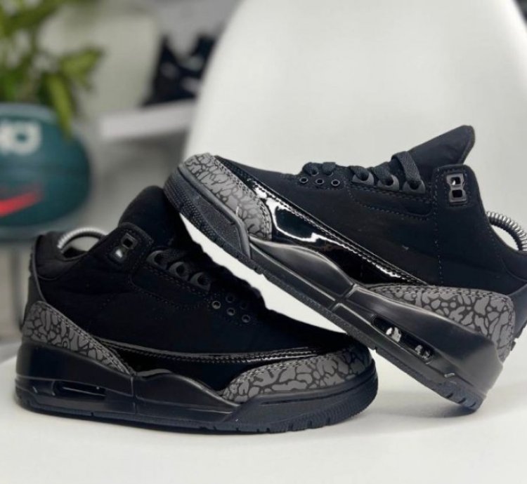 Nik E Air Jordan 3 Black Cat Basketball Sneakers