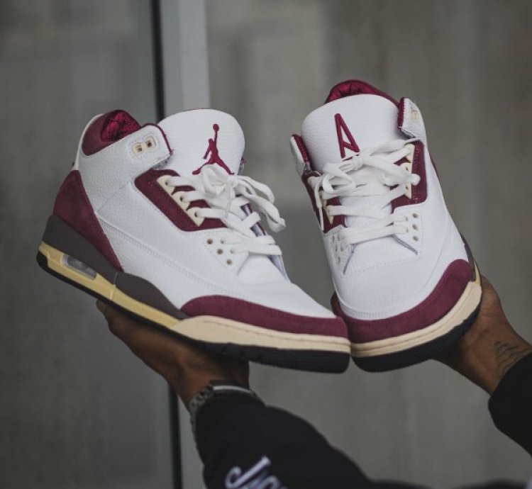 Nik E Air Jordan 3 X A Ma Maniere Burgundy Crush Sneakers