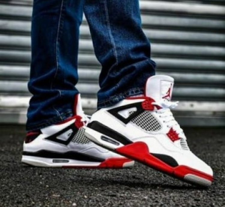 Nik E Air Jordan 4 Fire Red Basketball Sneakers Semi Ua