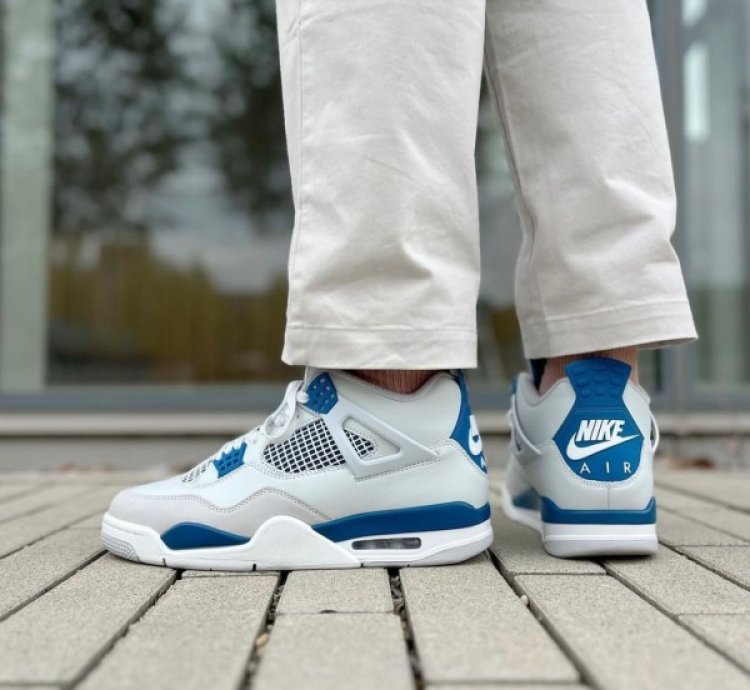 Nik E Air Jordan 4 Industrial Blue Baskeball Sneakers Semi Ua