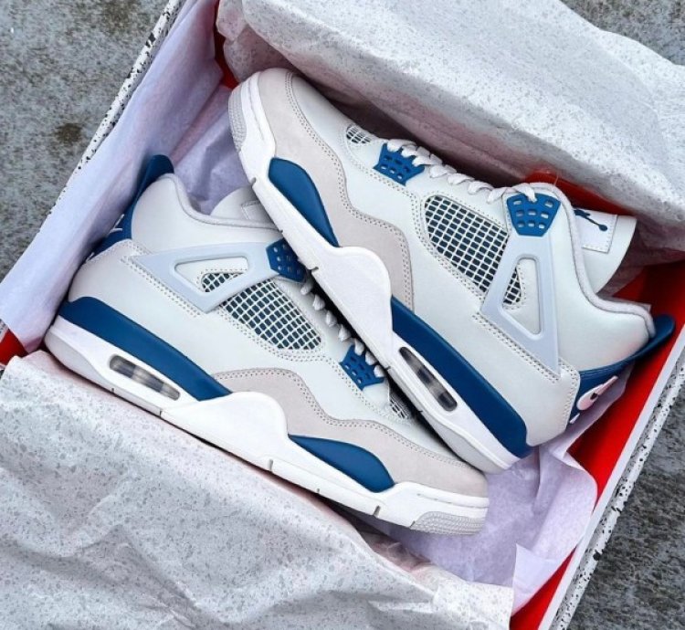 Nik E Air Jordan 4 Industrial Blue Baskeball Sneakers Semi Ua