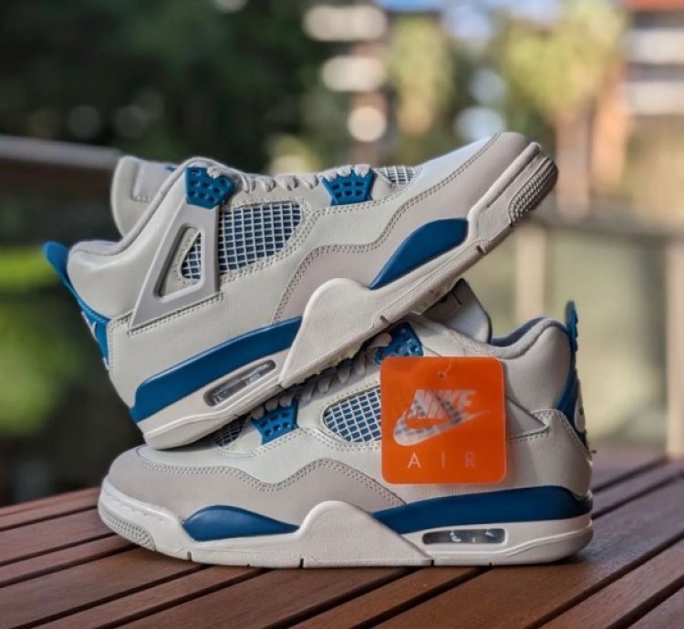 Nik E Air Jordan 4 Industrial Blue Baskeball Sneakers Semi Ua