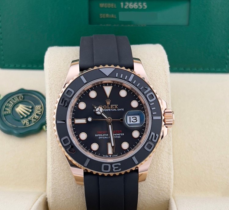 Rolex Yacht-master 40 In Stock 2024 Yacht-master 40 Black Dial 126655 18k Everose Gold Oysterflex Bracelet