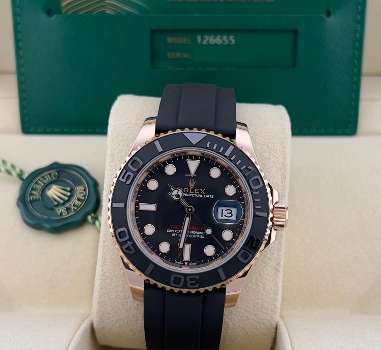 Rolex Yacht-master 40 In Stock 2024 Yacht-master 40 Black Dial 126655 18k Everose Gold Oysterflex Bracelet