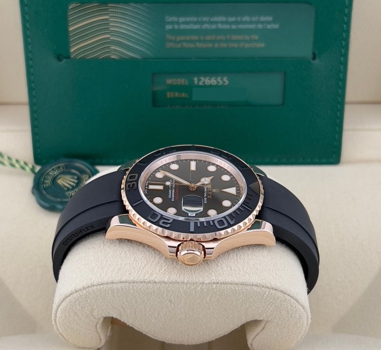Rolex Yacht-master 40 In Stock 2024 Yacht-master 40 Black Dial 126655 18k Everose Gold Oysterflex Bracelet